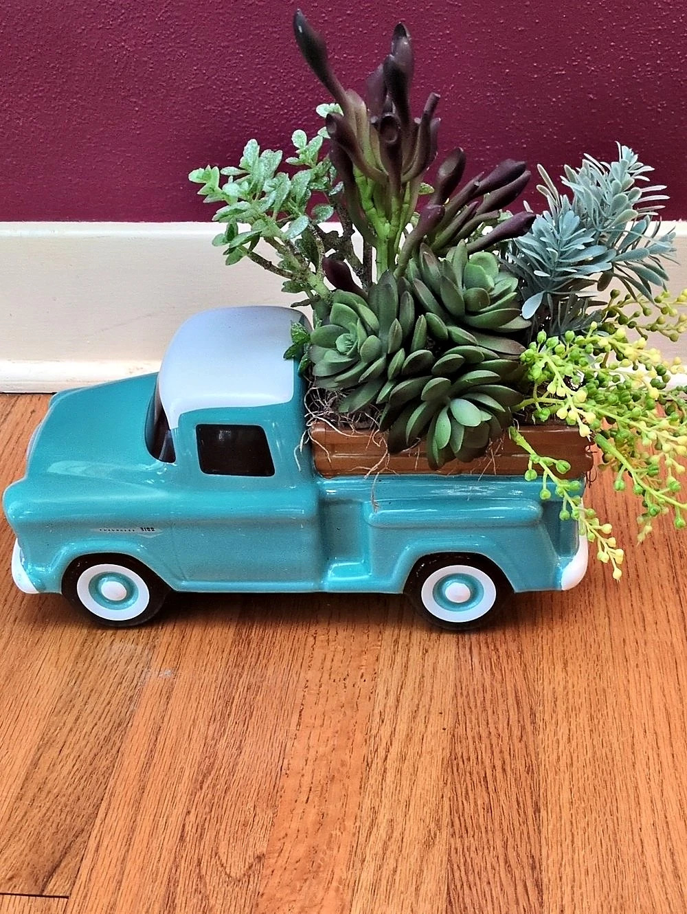 Teleflora Perfect Chevy Pickup by Teleflora Blue & Green Planter